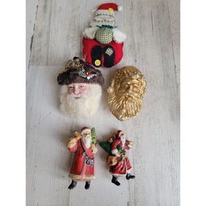 Santa Claus face Golden variety toy bag ornament set Xmas rustic